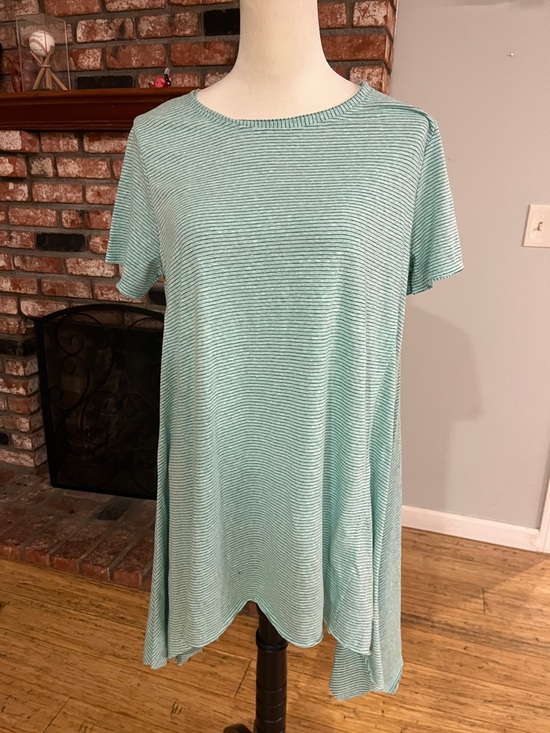 Haden Los Angeles Tops - Haden Relaxed Mint Striped Short Sleeve Tunic